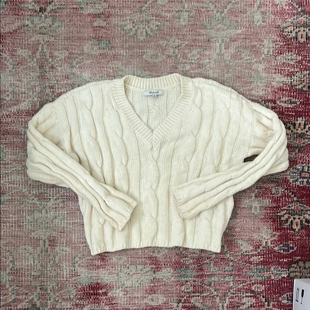 Madewell Cream V-Neck Sweater